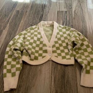 LA Hearts by PacSun Cropped Checkered Cardigan Sweater